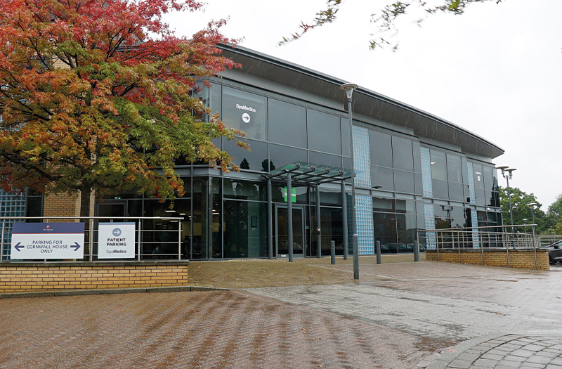 The exterior of the SpaMedica Solihull hospital building