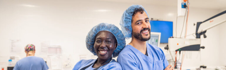 Thrilled SpaMedica clinical staff scrubbed up for treatment