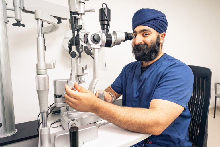 SpaMedica Optometrist checking equipment