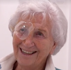 SpaMedica Patient with an eye shield explaining their experience