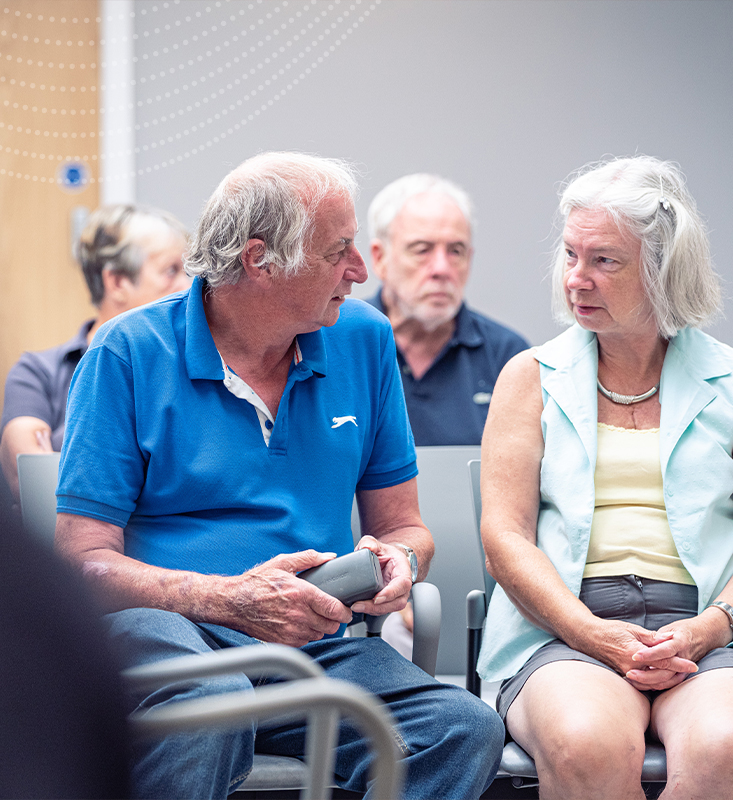 Two SpaMedica patients sat chatting in the waiting room at SpaMedica Wokingham