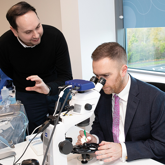 Medical Director Alexander Silvester showing MP Matt Vickers some of the top of the range equipment