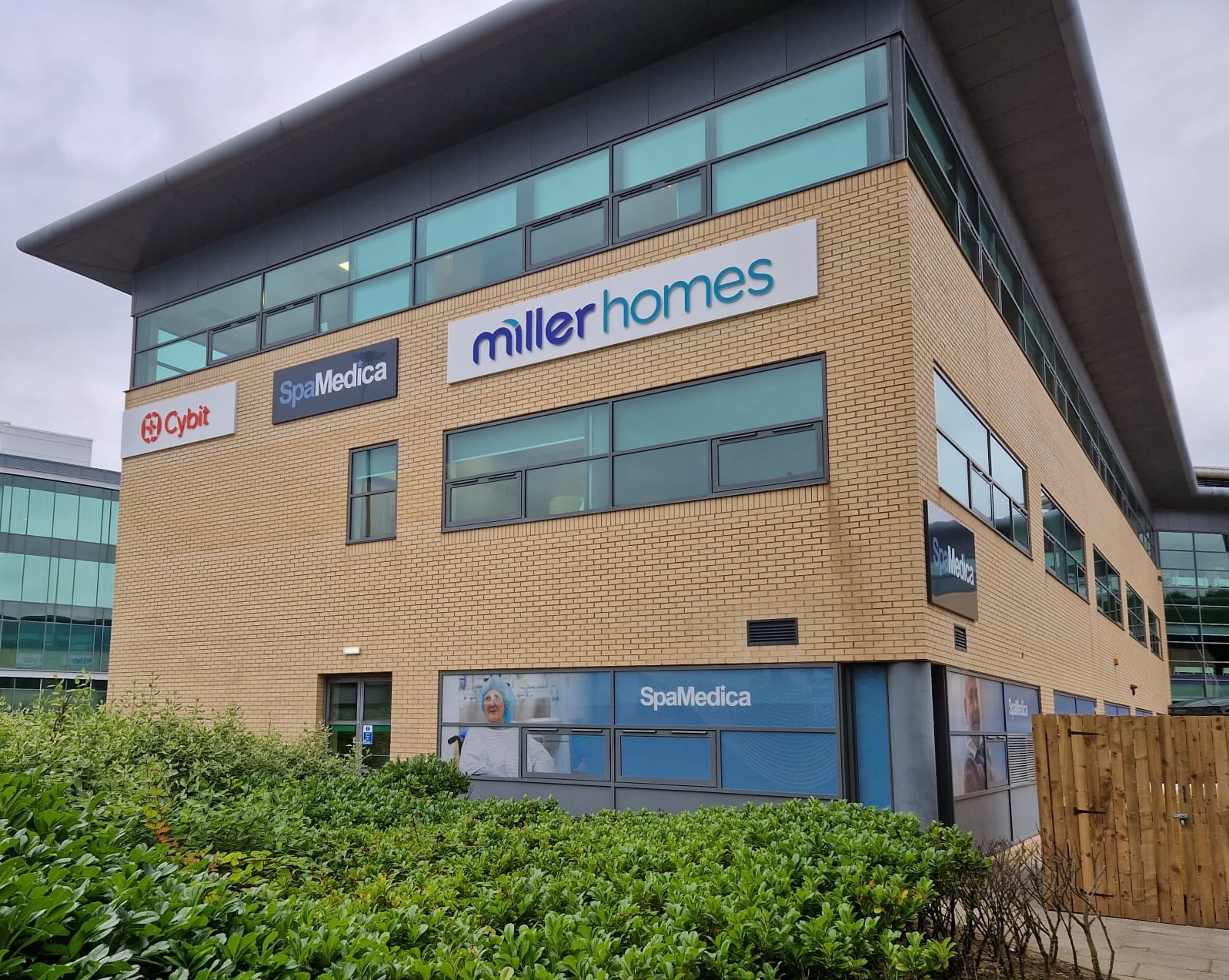 Exterior of SpaMedica's North Tyneside hospital, located on Cobalt Business Park