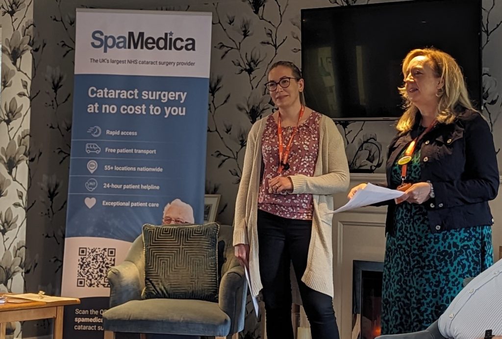SpaMedica optometrists delivering a talk to retirement communities