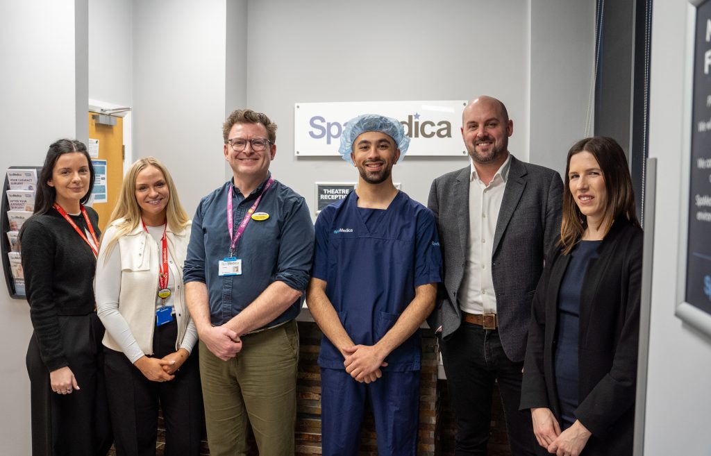Pre-reg optometrist Rafeh Rehman pictured with team members from SpaMedica and Vision Express